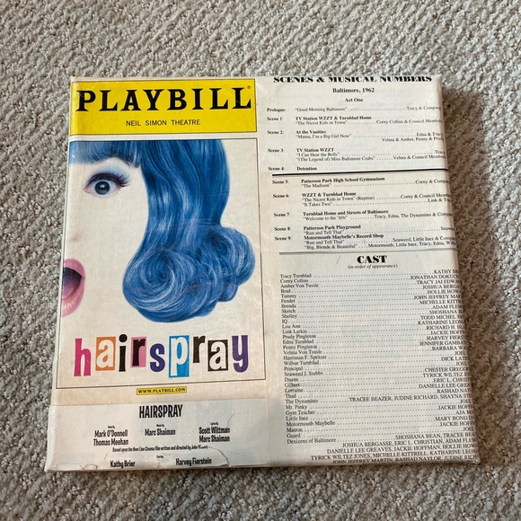 Hand Crafted Other - Hairspray Original Playbill Canvas Picture